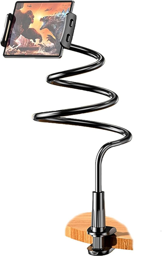 gsiollvderbarley Phone Holder,gooseneck Phone Holder,360° Rotate Support Rod One-Hand Adjustable Cell Phone Holder,for Desk Headboard Nightstand. (Black)