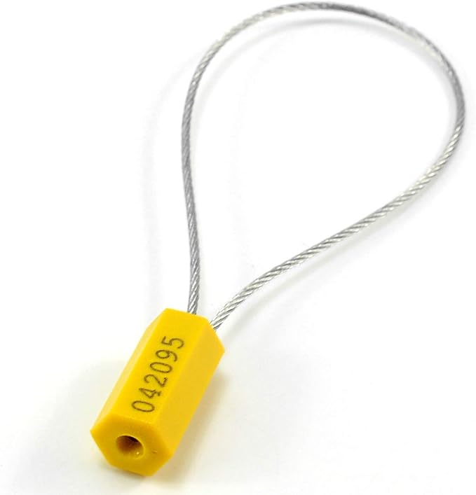 1000PCS Yellow Steel Cable Seals Metal Security Seal Numbered Metal Truck Trailer Seals Security Tags Tamper Evident Tags Container Seals Pull Tight Steel Wire Seals