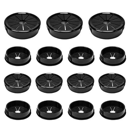 EASYEAH 15PCS Cable Grommets, 1-3/8"(35mm) Desk Hole Cover Petal Shaped Buckle Type Nylon Snap Bushing Grommet, Wire Hole Cover Insert for Cables and Cords Management and Protection of Cabinet, Black
