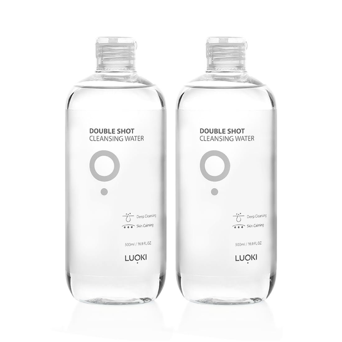 luoki Double Shot Cleansing Water 500ml (16.9 fl oz) - Hypoallergenic Deep Clean Micellar Cleansing Water and Makeup Remover… (16.9 Fl Oz) (Pack of 2)