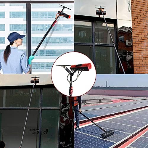 4M-12M Window Cleaning Kit - Telescopic Water Fed Pole with Squeegee & Brush for Outdoor Glass, Solar Panels, Roofs - Extendable Cleaning Solutions for Home & Commercial Use