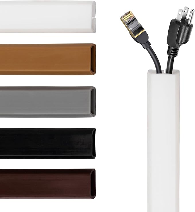 TV Cord Hider – Flexible Wall Cord Cover Slim Design Silicone Cable Raceway - Self Adhesive, Cut to Size Design for Hiding Wires on Wall - Clean Home Setup Cable Concealment (White, 6 Feet)