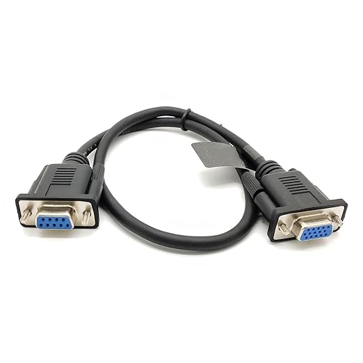 GXMRHWY DB9 Female to VGA Female 15Pin Three-Row Signal Transmission Cable, VGA to DB9 Serial RS232 Data Cable for Mutual Transmission of Signals Between 9Pin Video Devices and Computers 50CM