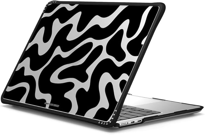 CASETiFY Impact MacBook Air 13.6" (M2-M5) Case [Cushioned Impact Corners/Scratch-Resistant/Anti-Slip Grip] - Black Abstract Shapes - Clear Black