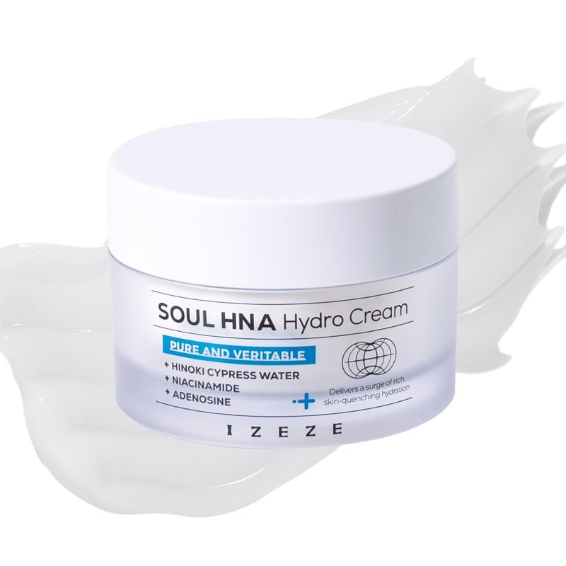 IZEZE Soul HNA Hydro Cream 1.69 fl.oz, 50 ml | Hyaluronic Acid Moisturizer Face Cream with Adenosine, Cypress Water, Niacinamide | Korean Skincare for Dry Skin, Hydrating and Firming