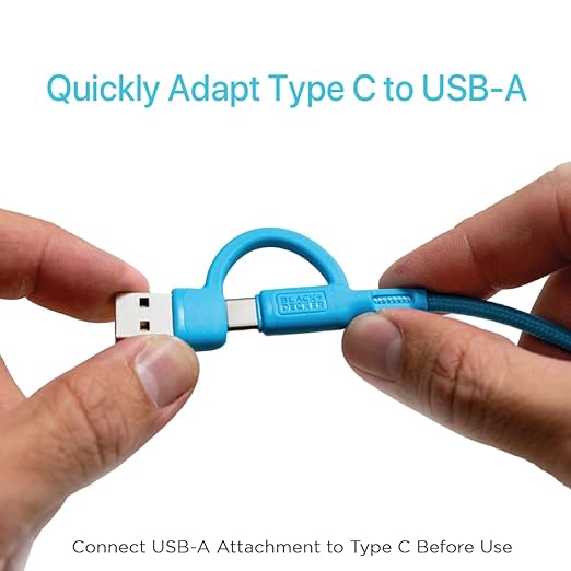 BLACK+DECKER USB C Multi Charging Cable, Fast Multi Charger Cable w/Adapter Braided 2in1 Multiple USB Cable, Universal Charging Cord w/Type C/USB Adapter for iPhone 17 16 15/Samsung/LG/Tablets/More