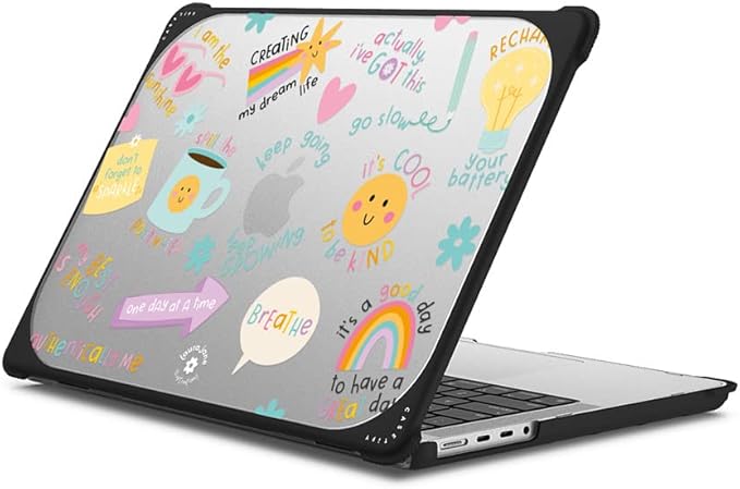 CASETiFY Bounce MacBook Pro 16-inch (M1-M5) Case [Enhanced Protective Corner Design/Ventilation Cutouts/Anti-Slip Grip] - Keep Growing by Laura Jane Illustrations - Clear Black