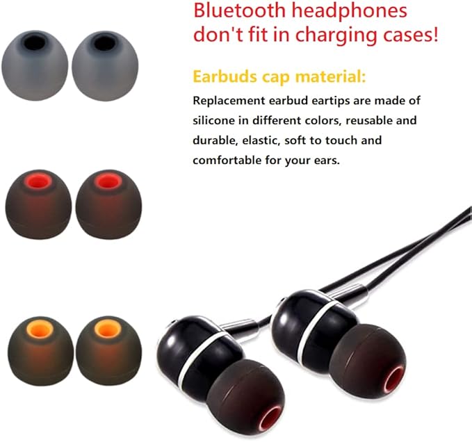 CYADCI Earbud Silicone Ear Tips Earbuds Replacement Ear Tips Gels Bud for Popular in-Ear Headphones Other Inner Hole from 3.8mm - 5.1mm Earphones 9 Pairs S/M/L
