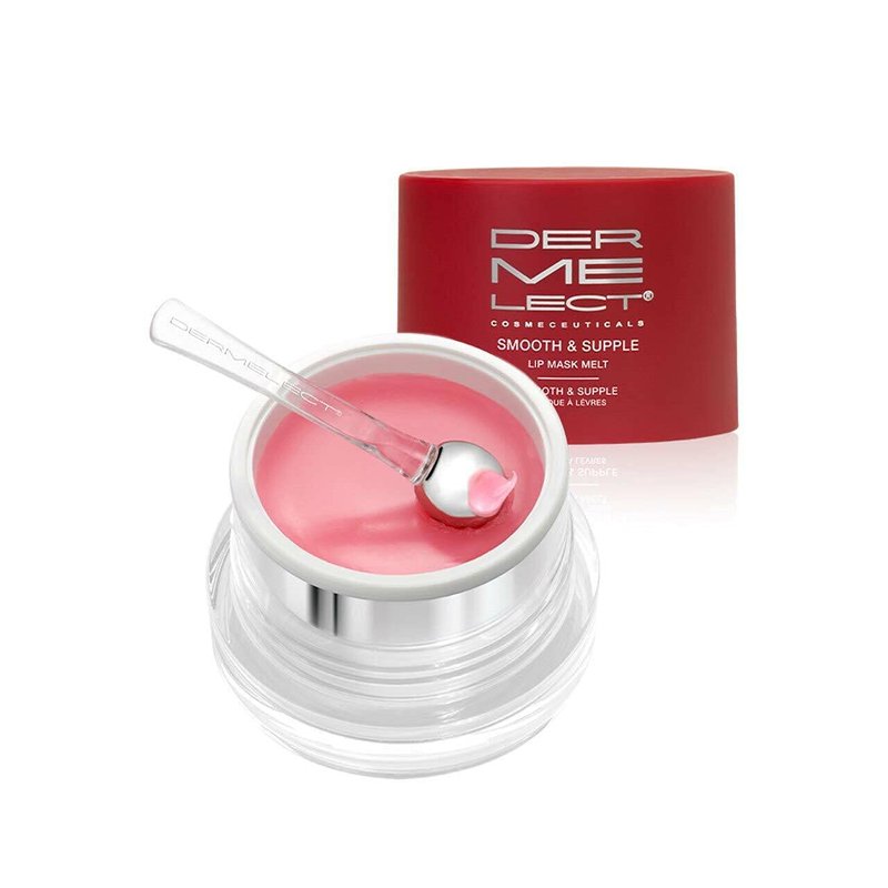 Dermelect Smooth & Supple Lip Mask Melt Anti Aging Lip Balm with Castor Oil, Jojoba, Abyssinian, Evening Primrose Oil, Hydrating & Replenishing for Dryness Chapped Lips Flakiness Cracked Skin 0.5 oz