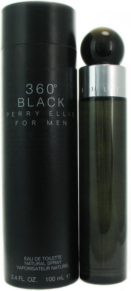 Perry Ellis 360 Black Eau De Toilette Spray for Men - 3.4 Ounces | Fresh, Masculine Fragrance