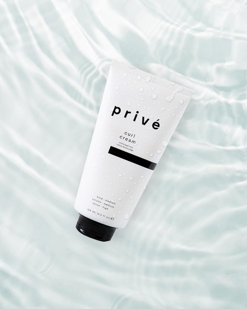 Prive Curl Cream for Curly Hair - Frizz Control and Curl Defining Cream with Bamboo, Green Tea and Baobab - Medium Hold Moisturizing Styling Cream - Silicone Free, Vegan - 5.9 oz