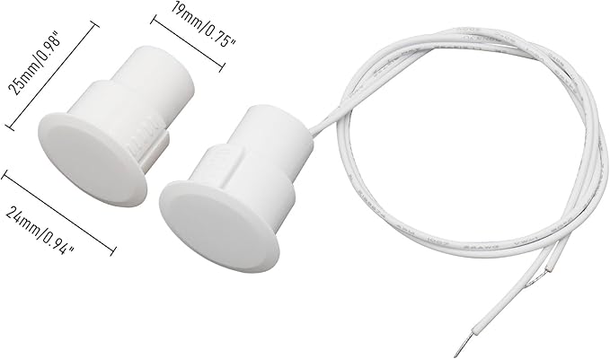 FOCMKEAS 10PCS Recessed Wired Security Window Door Contact Sensor, Normally Closed NC, Door Alarm Magnetic Reed Switch with 2 Wire, ABS White, RC-36