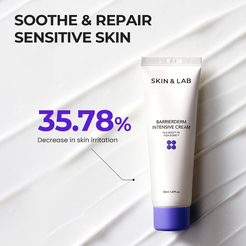 [SKIN&LAB] Barrierderm Intensive Cream 100ml, Skin Barrier Korean Face Cream Moisturizer, Panthenol, light texture, face and body cream, Gentle for All Ages (3.38 fl oz.) | Korean Skin Care