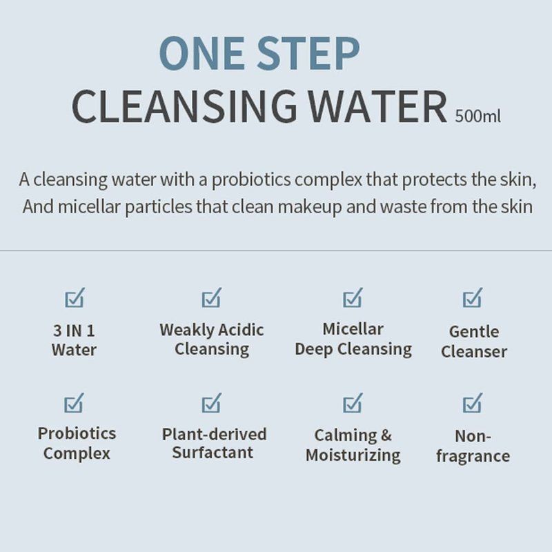 MIZON Micellar Cleansing Water, with Probiotics, Facial Cleanser, Makeup Remover, Natural Ingredients, for Sensitive Skin (1 Pack 16.9 fl oz)
