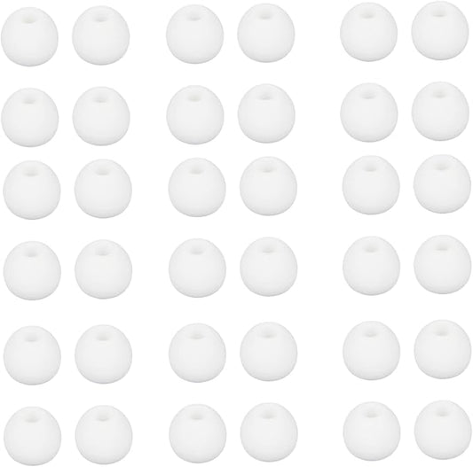 CYADCI 36 Pieces Medium Earbud Tips Soft and Comfortable Ear Bud Replacement Pieces Silicone Fit Most in-Ear Headphones，Inner Hole 3.8mm -5.5mm，Medium White Earbud Replacement Tips