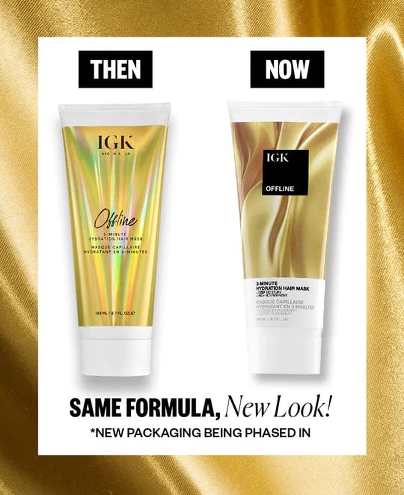 IGK Offline 3-Minute Hydration Hair Mask | Deep Conditioning Treatment for Dry, Damaged Hair - Vegan & Cruelty-Free