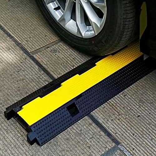 YONSHENG Rubber Cable Ramp Cord Cover Cable Protector Ramps Wire Hose Protective 1 Channel 22000Lbs Load Capacity Traffic Speed Bump for Asphalt Concrete Gravel Driveway Indoor Outdoor, 2 Pack