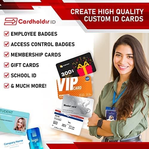 Cardholdir ID Easy Badges Solid 210 ID Badge Printer | with Standard Edition Software (Adds Excel Database & QR Codes), & Everything Needed to Print 400 ID Cards | Single Sided Employee ID Printer