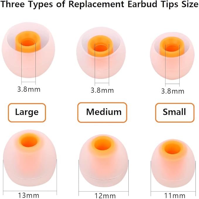 CYADCI Silicone Earbud Tips Replacement (S/M/L) - Fit for Inner Hole 3.8mm-5.1mm - 9 Pairs - Headphone Ear Tips - Yellow, Orange, Green