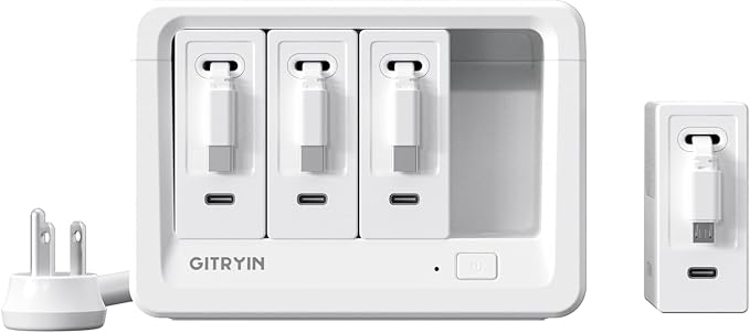 Gitryin 1 Micro USB, 3 Type-C Retractable Wall Chargers and 1 Power Strip, 12-in-1 Desktop Charging Station