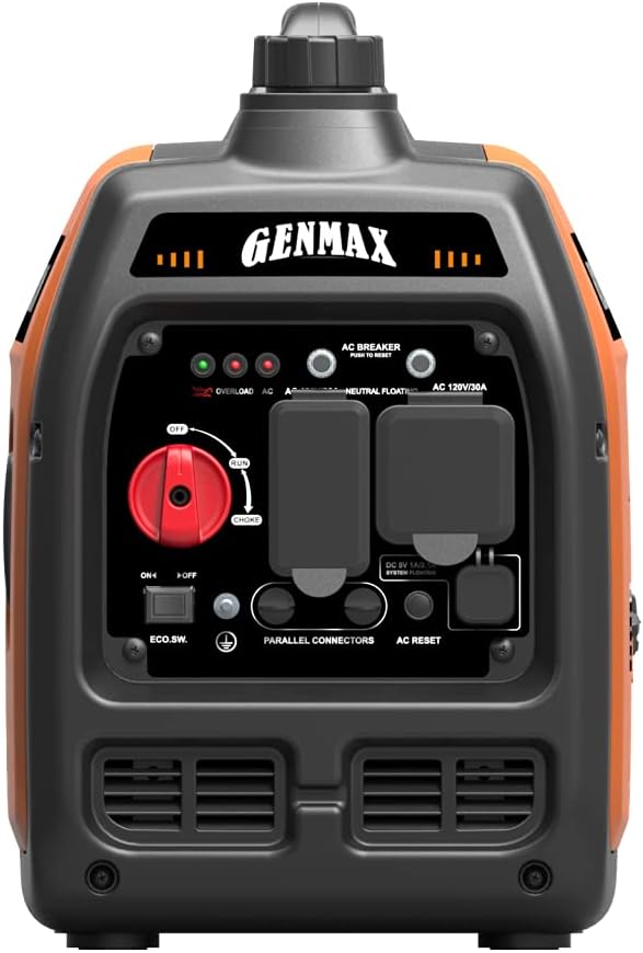 GENMAX Portable Generator,3200W Ultra-Quiet Gas Engine & RV Ready, EPA Compliant, Eco-Mode Feature, Ultra Lightweight for Backup Home Use & Camping (GM-3200i)