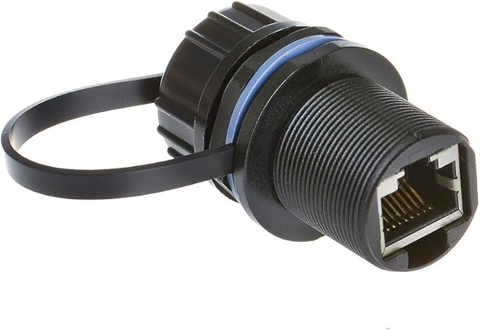 ANMBEST 5PCS Panel Mounting Shielded RJ45 Waterproof Cat5/5e/6 8P8C Connector Ethernet LAN Cable Connector Double Head Adapter with Waterproof/Dust Cap