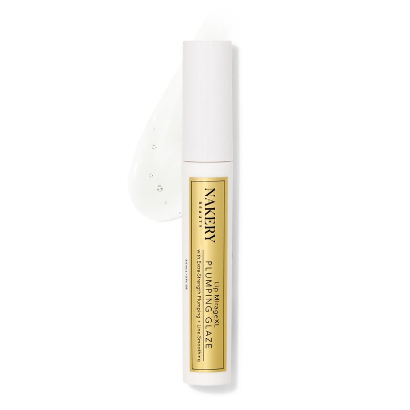 Nakery Lip MirageXL Plumping Glaze, Lip Plumper for Women with Peptides, Hydrating Gloss for Fuller Look, Cooling Effect, Smooths Texture, Softens Lines, Instant Volume, Made in USA