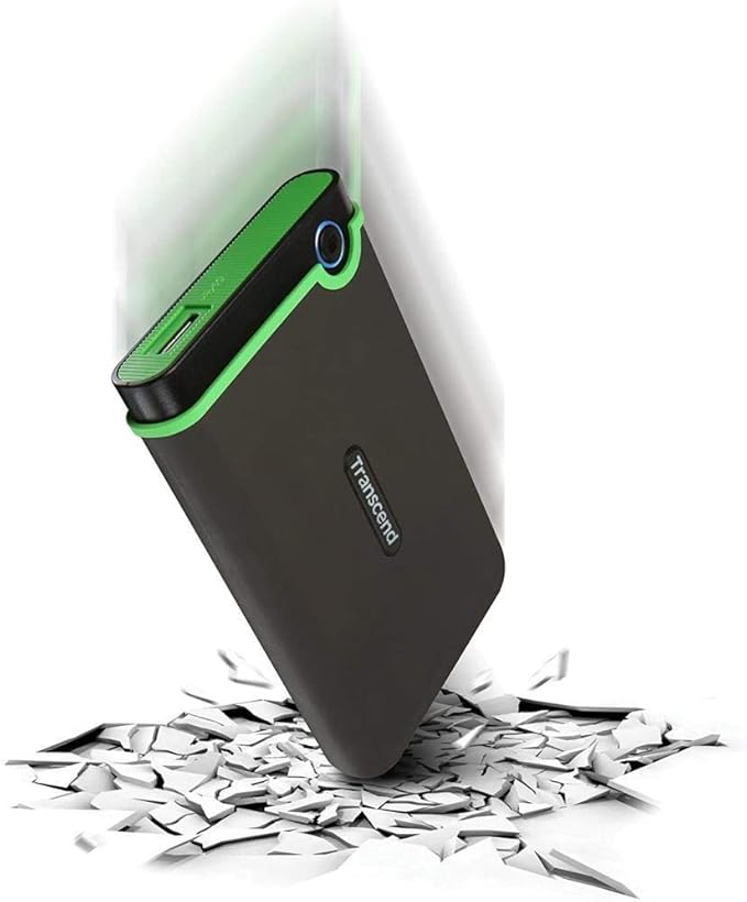 Transcend StoreJet 2TB Rugged External Hard Drive, USB3.1(5Gbps) Portable HDD w/One Touch Auto-Backup Button/Anti-Shock Resistant/Compact&Lightweight/Lightning-Fast Speeds, Military Green(TS2TSJ25M3G)
