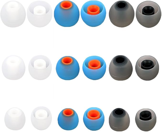 TSZYYM Earbud Tips Ear Bud Tips Soft Anti Slip Washable and Reusable Silicone Replacement Earbud Tips Fit Most in-Ear Earbuds(Inner Hole 3.8mm -5.1mm) 18pcs S M L