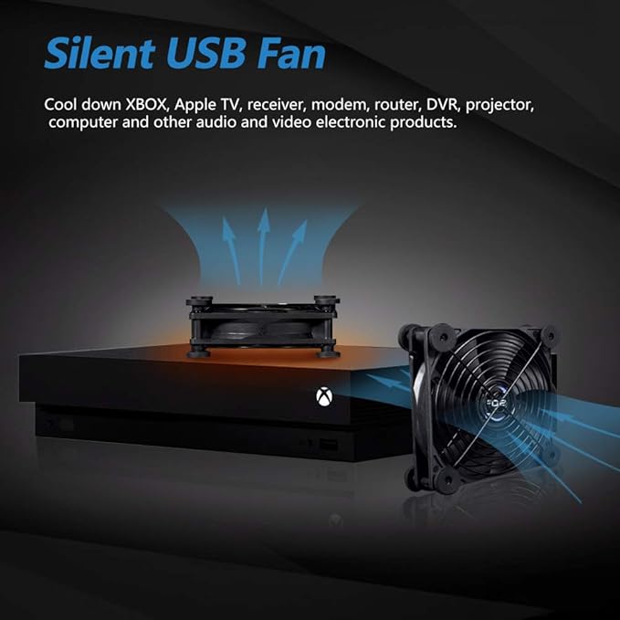 SCCCF Quiet 120mm USB Fan, 5V USB Portable Cooling Fan for Flat Panel TV Receiver Router DVR PlayStation Xbox Computer Cabinet Cooler