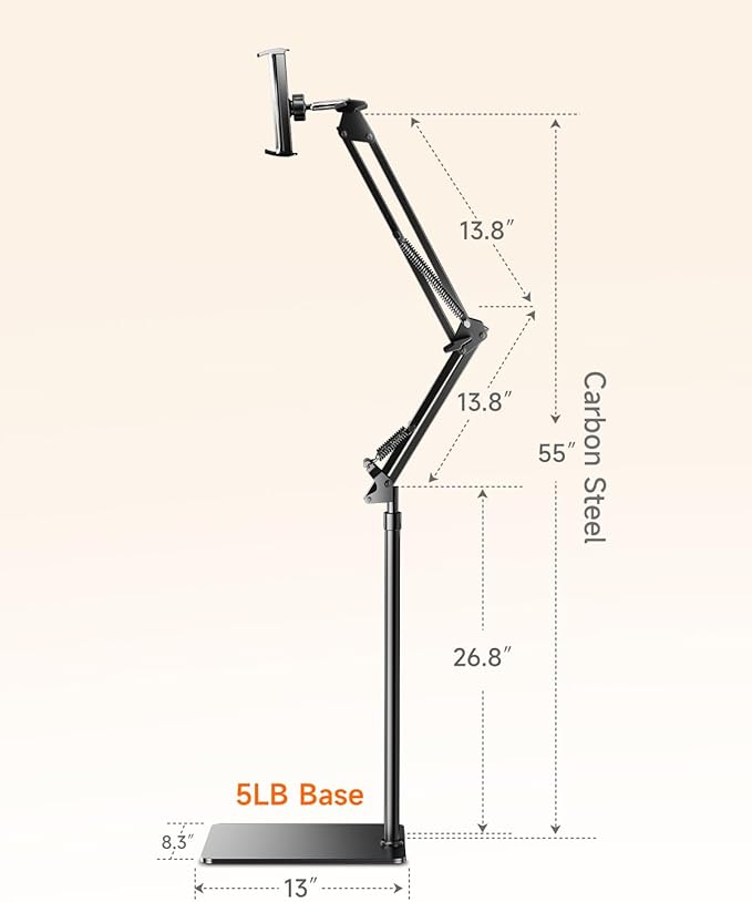 UNIBITRI Floor Stand for Kindle with Remote Page Turner, Holder Stand for Reading in Bed with Clicker – for Kindle Paperwhite, Oasis,Tablet, iPhone and More 4.7-11 inch,Pink Remote
