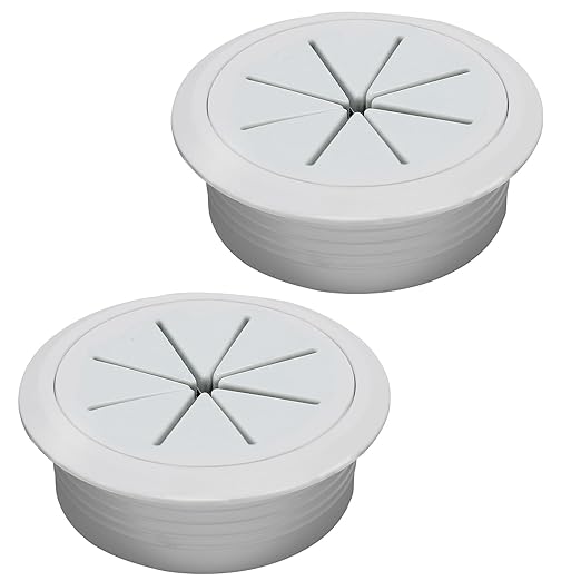 Desk Grommet 2" (50 mm), Desk Hole Cover for Cables Grey, Cable Grommet ABS Plastic, Desk Hole Grommet for Office and Home Table Cable, Detachable & Flexible Cable Cord Organizer-2 Pcs