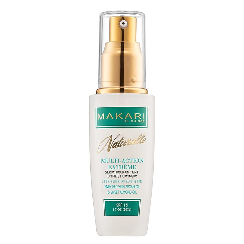 Makari Naturalle Multi-Action Extreme Brightening Serum (1.7 oz) | Brightening-Inspired Serum for Uneven Areas | Moisturizing Formula for Dry & Irritated Skin with Argan Oil & SPF15