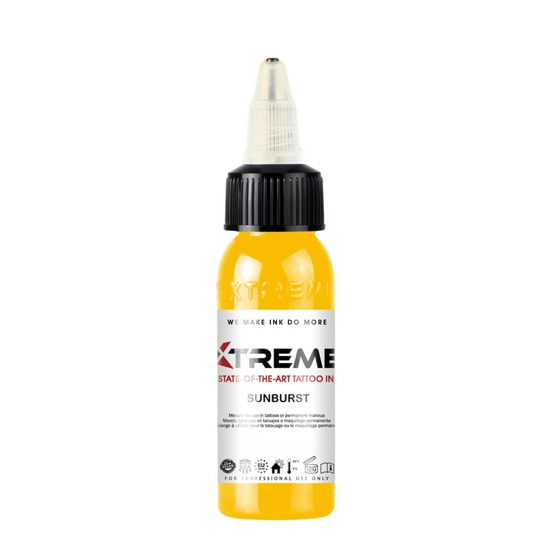 Xtreme Tattoo Ink, Versatile Medium Viscosity for Precision Tattooing, Rich Hue, Quick Healing, Acrylic-Free, Water Based and Premium Quality - Ready-to-Use Tattoo Ink (Sunburst, 4 oz)