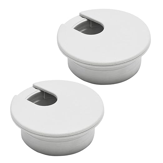 BOPOREAE Desk Grommet 2" (50 mm), Desk Cord Hole Cover, Cable Grommet ABS Plastic, Desk Hole Grommet for Office and Home Table Cable, Detachable Cable Cord Organizer (Light Grey 2 Pcs)