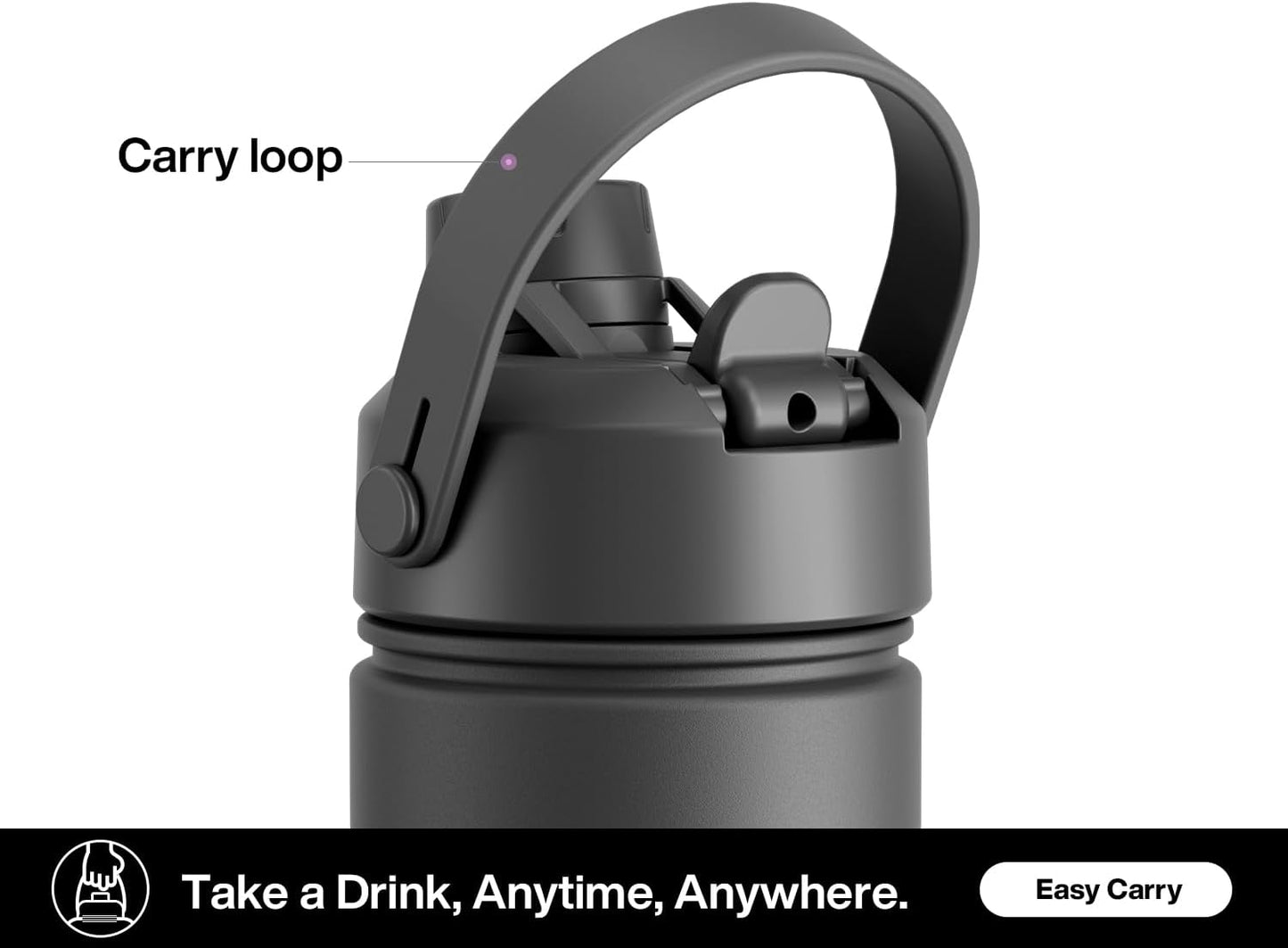 POWCAN 26 oz Insulated Water Bottle - 2-in-1 Straw & Spout Lid | Leak-Proof, Keeps Drinks Cold 24H, Dark Knight