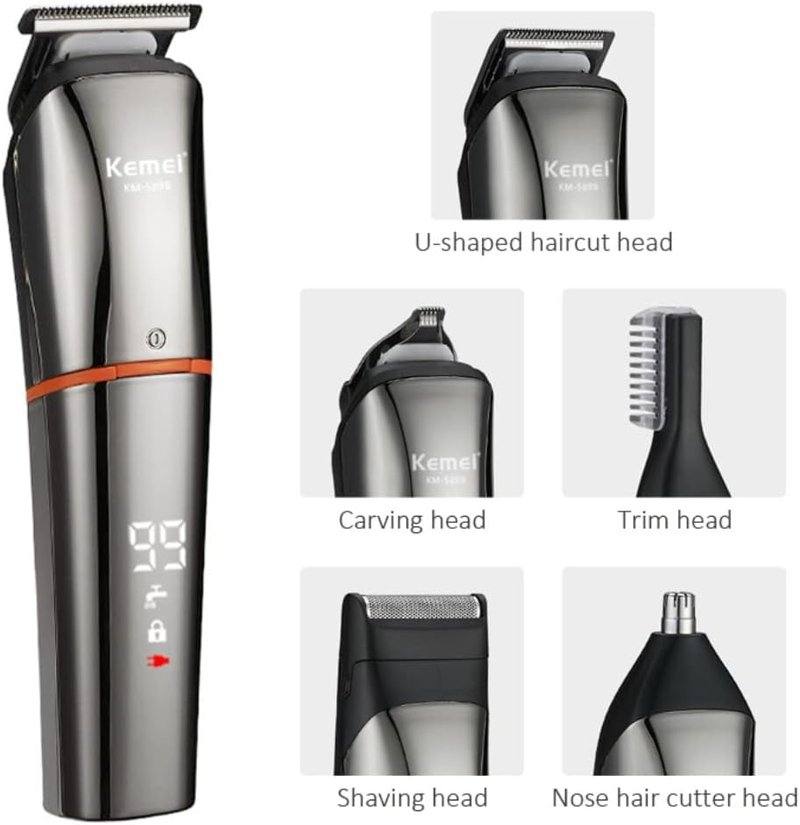 Electric Trimmer for Men & Women - 6-in-1 Waterproof Grooming Kit | Cordless Rechargeable Shaver with Dual Speed