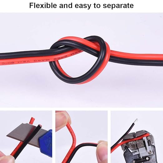 Shirbly 12AWG Tinned Copper Electrical Wire - 50FT, 2 Conductor Parallel, Black, PVC Insulated, Solar Panel, LED, Automotive, RV, Inverter Compatible