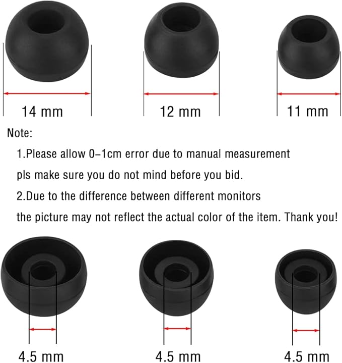 WKYMY Silicone Earbud Tips Replacement Ear Tips for in- Ear Headphones Rubber Tips Ear Buds Replacement Earbuds Tips 9 Pairs S M L, Black
