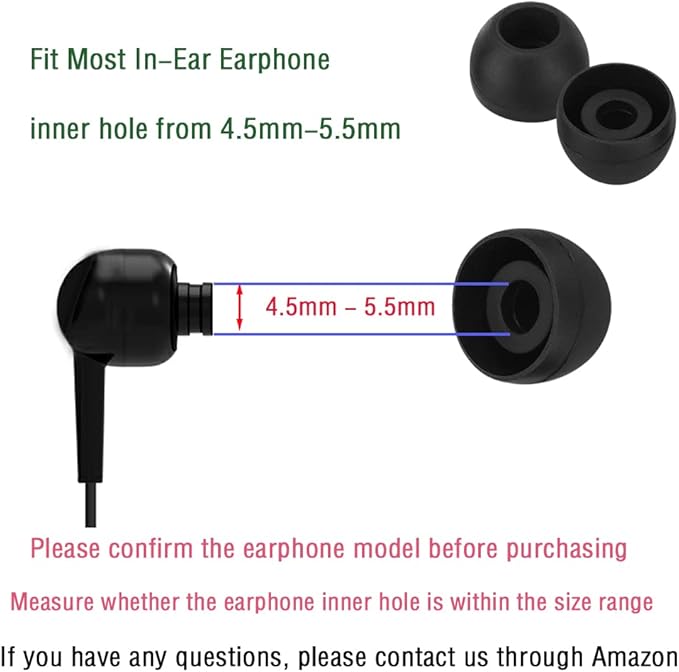 WKYMY Silicone Earbud Tips Replacement Ear Tips for in- Ear Headphones Rubber Tips Ear Buds Replacement Earbuds Tips 9 Pairs S M L, Black