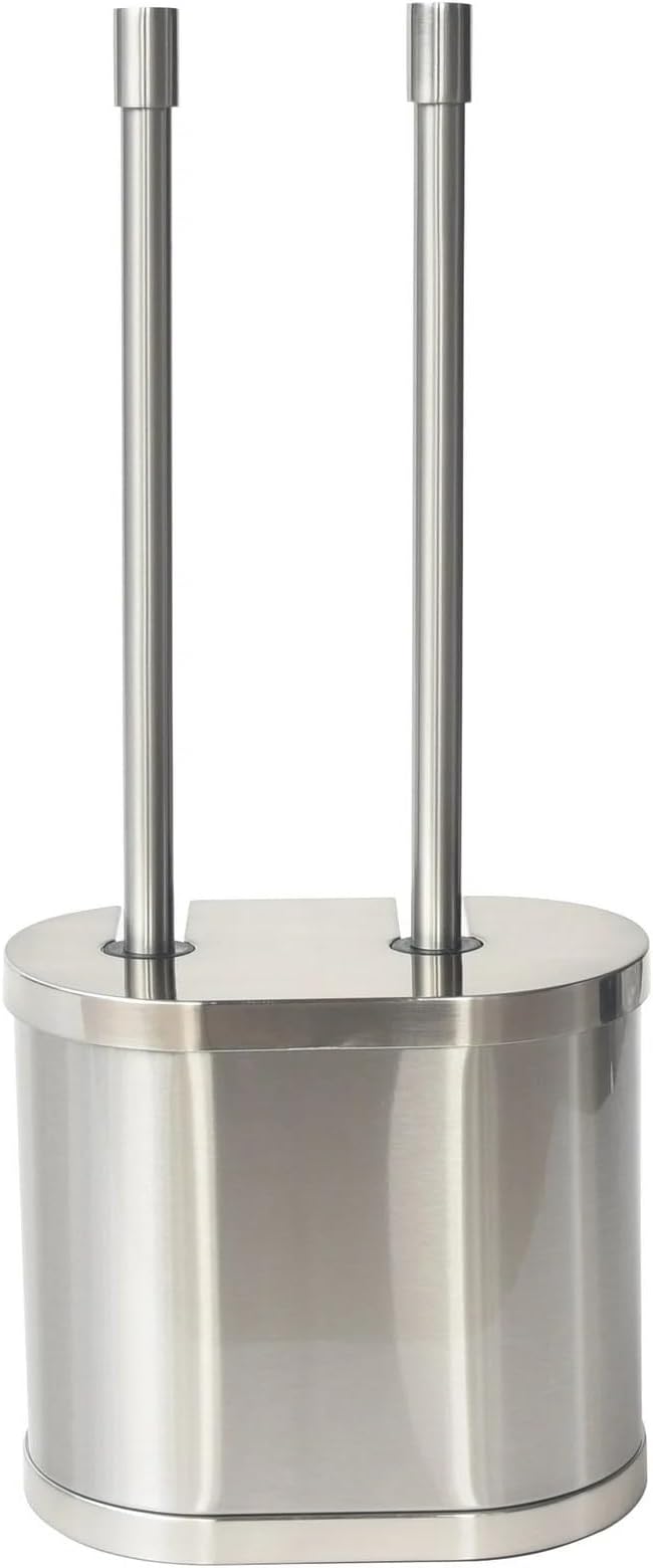 Metal Toilet Bowl Brush and Plunger Set – Toilet Brush, Bathroom Cleaning Tool, Toilet Plunger for Home and Bathroom, Brushed Nickel