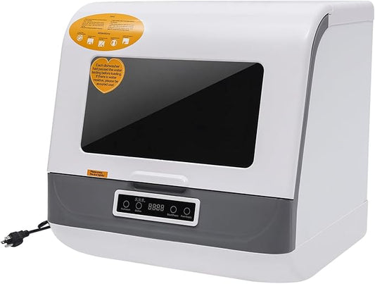 110V 800W Portable Dishwasher, Compact Dish Washing Machine Automatic Mini Dish Washing Machine Countertop Water Tank Dishwasher with 3 Washing Programs 360° Rotating Spray for House Dorm Apartment
