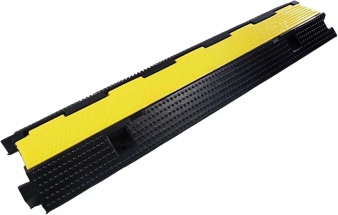 YONSHENG Rubber Cable Ramp Cord Cover Cable Protector Ramps Wire Hose Protective 1 Channel 22000Lbs Load Capacity Traffic Speed Bump for Asphalt Concrete Gravel Driveway Indoor Outdoor, 1 Pack