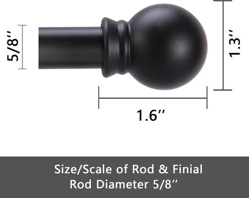 GXOACKJ Black Curtain Rods - Heavy Duty Metal Set for Windows 32 to 62 Inches | 5/8 Inch Diameter