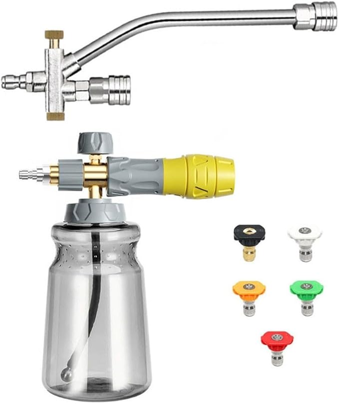 1000ml Handheld Foam Watering Can Sprayer High Pressure Car Wash Spray Bottle Dual Purpose Switch Snow Foam Pressure Washer Cleaning Tool for Cars Motorcycles Roofs Driveways(Rod and Nozzle)