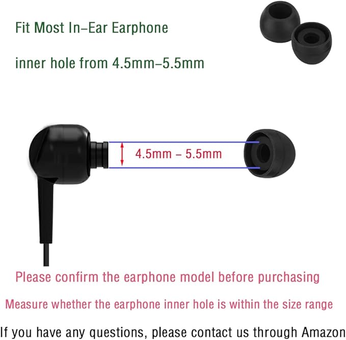 WKYMY Silicone Small Replacement Earbud Tips Eartips for In-Ear Headphones Rubber Tips Earbuds Cap 10 Pairs (Black)