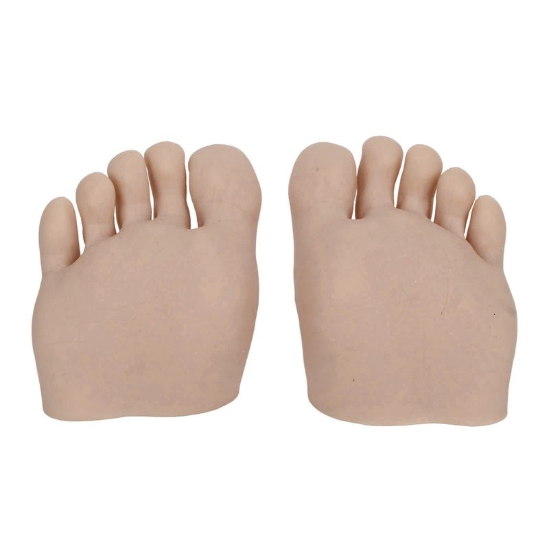 Practice Fake Foot for Nail Practice, 1 Pair Flexible Soft Silicone Prosthetic Manicure Tool Fake Foot Model with Half Foot Design, Silicone Fake Foot for Nails Training Display (Dark Skin Color)