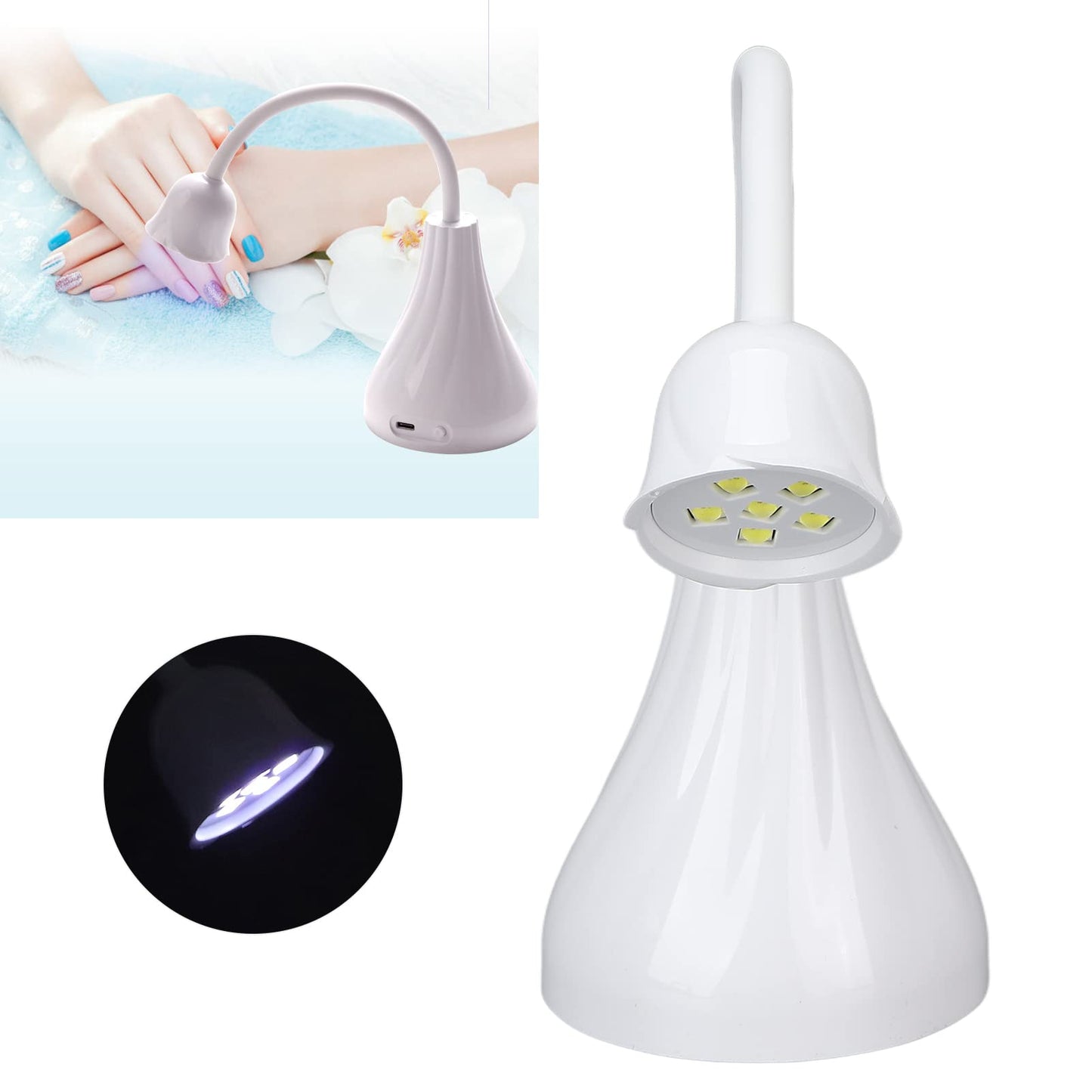 18W LED Nail Art Lamp, Fast Drying Rotatable Gel Polish Dryer, USB Charging Sun Light Nail Lamp Rose Shape Nail Art Tool