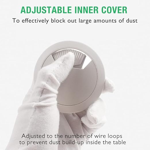 EASYEAH 10 Pcs Desk Grommet 2" / 50 mm, Desk Cord Hole Cover, Cable Grommet ABS Plastic, Desk Hole Grommet for Home & Office Pc, Detachable Adjustable Cable Cord Organizer-White