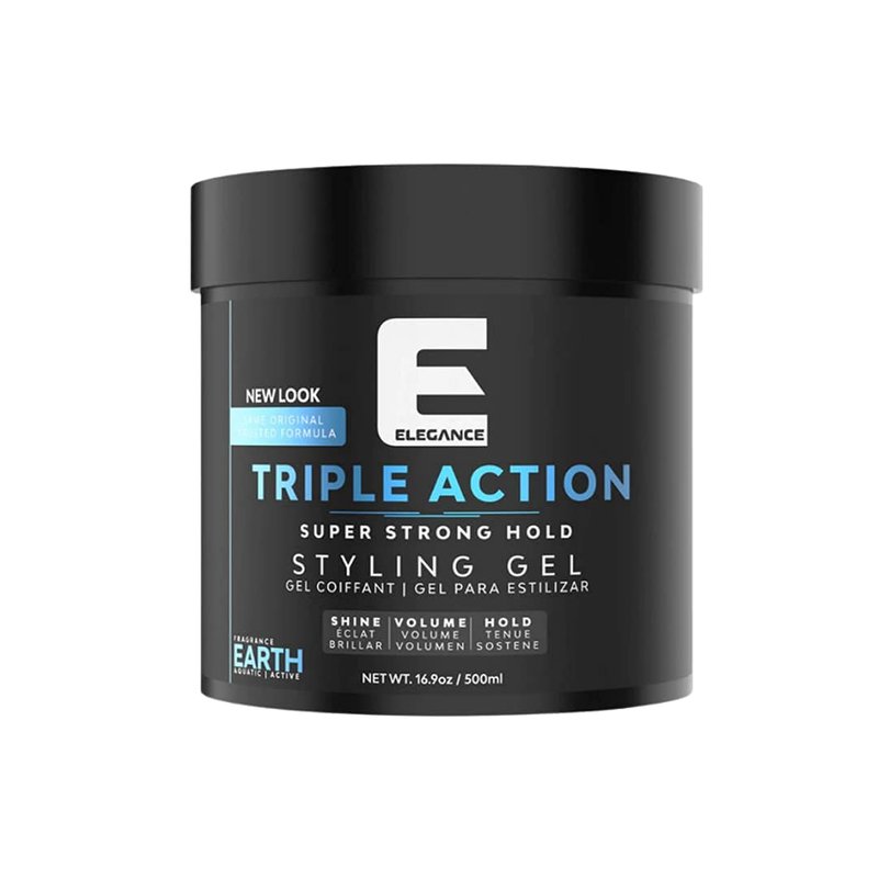 E Elegance Earth Fragrance Triple Action Hair Gel for Men And Women - Super Strong Hold, Extreme Volume, And Long Lasting Shine - Flake Free And Refreshing Fragrance - All Hair Types, 16.9 oz